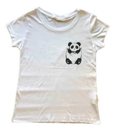 Imagem 1 de 5 de Camiseta Baby Look Viscose Bambu Branca Panda Bamboo World