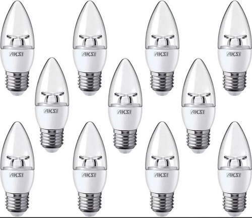 Pack De 10 Focos Tipo Vela Led Aksi 4w Luz Cálida Base E12 Color De La Luz Blanco Cálido