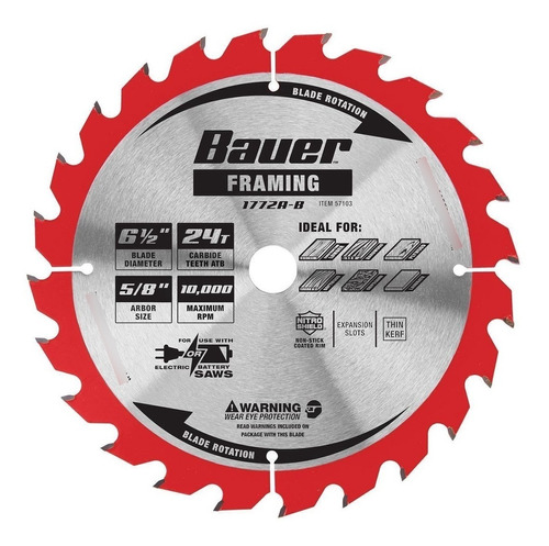 Bauer 57103 Disco De Corte De 6-1/2 In. 24t