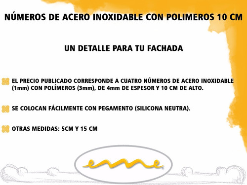 Combo 4 Números Domiciliario 10cm Casa Edific Acero Inox 4mm