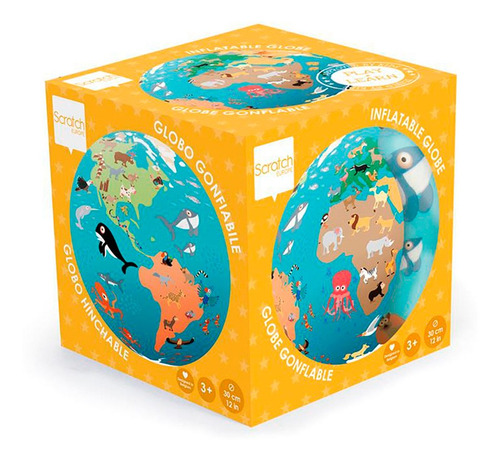Imagen 1 de 4 de Globo Terraqueo Inflable C/animales Scratch Europe | Xenex |