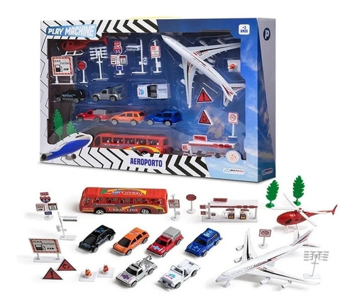 Imagem 4 de 5 de Kit De Veículos Play Machine Aeroporto Avião Multikids Br968