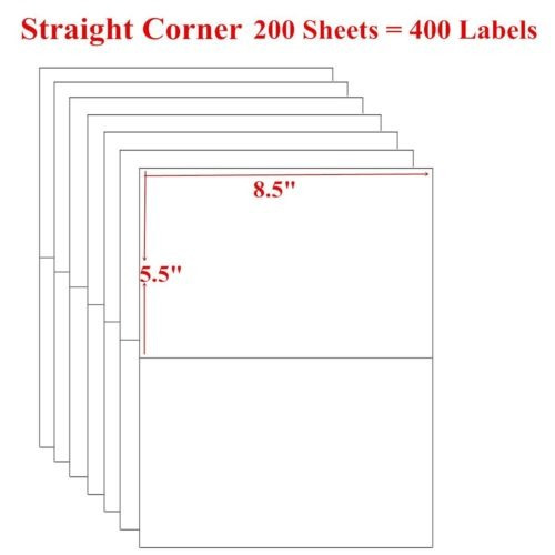 Envío 400 Etiquetas Mitad Hoja De 8.5  X 5,5  Auto Adhesivo 