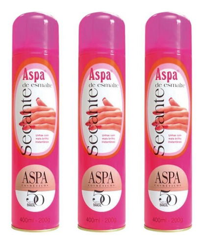 Secante De Esmalte Aspa 400ml - Kit Com 3un