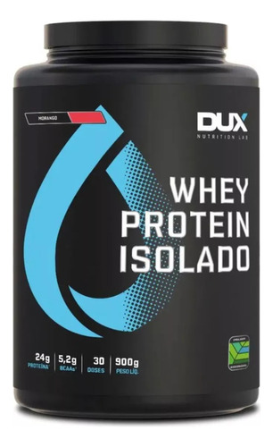 Whey Protein Isolado Dux Nutrition - Pote 900g Sabor Morango
