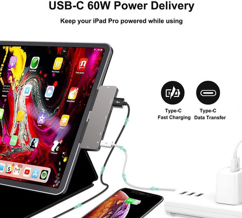 Hub Usb C Para iPad Pro 11/12.9 2018 2020 7 En 1 iPad Pro Hu