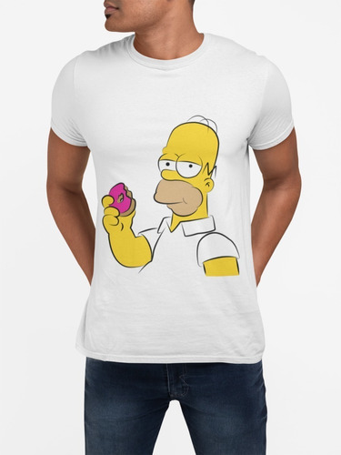 Polera Homero Simpson Con Rosquilla Algodon Estampada