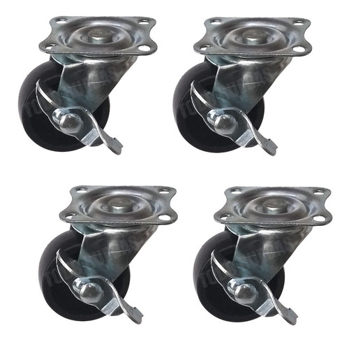 4 Ruedas Giratorias Para Muebles Con Freno 40mm Para 80kg