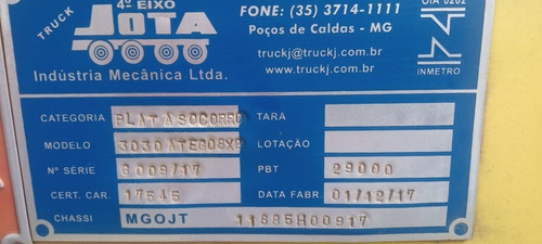 Plataforma Guincho Hidráulica Jota Truck Ano 2017
