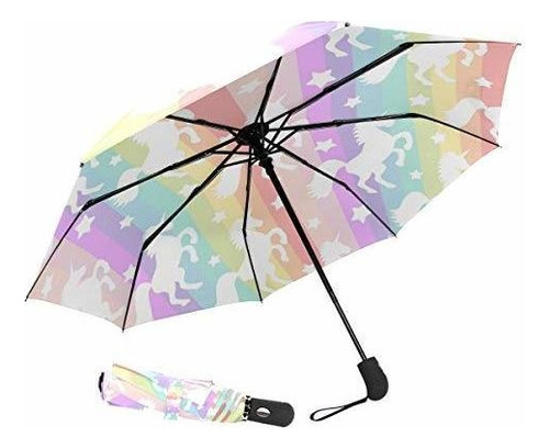 Sombrilla O Paraguas - Zoeo Unicorn Travel Umbrella Rainbow