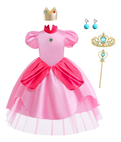 Vestido Princesa Peach Super Mario Brothers P/halloween Cosplay Niñas Disfraz Fiesta De Cumpleaños