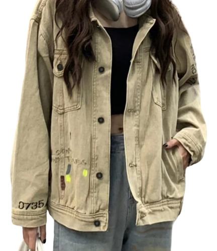 Campera De Jean Oversize  Estampada