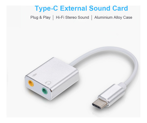 // Tarjeta De Sonido... Adaptador De Tarjeta Usb-c De Audio