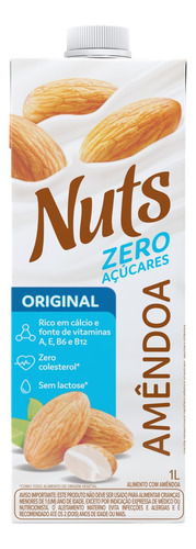 Bebida à Base de Amêndoa Original Zero Açúcar Nuts Caixa 1l