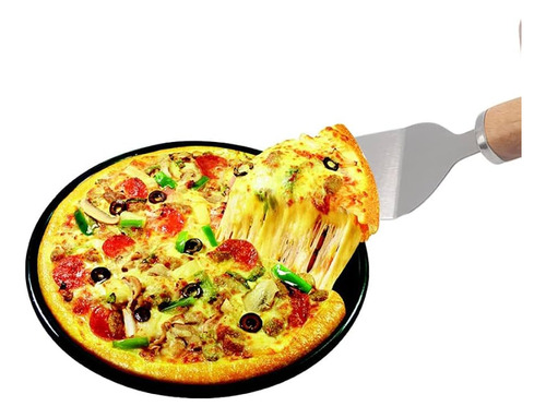 X2 Espatula Para Cortar Picar Pizza Con Mango De Madera 26cm