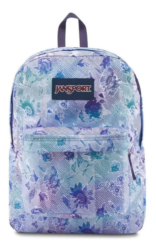 Mochila Jansport Superbreak Striped Floral 25 Litros Full Color Celeste Diseño de la tela Estampada