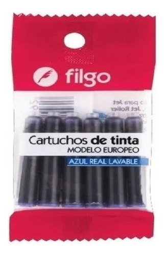 Cartucho Lapicera Pluma O Roller Europeo Corto Azul Caja X6