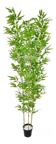 Bambu Mossô Artificial Tronco Natural Até 150cm + Vaso Apoio Cor Verde