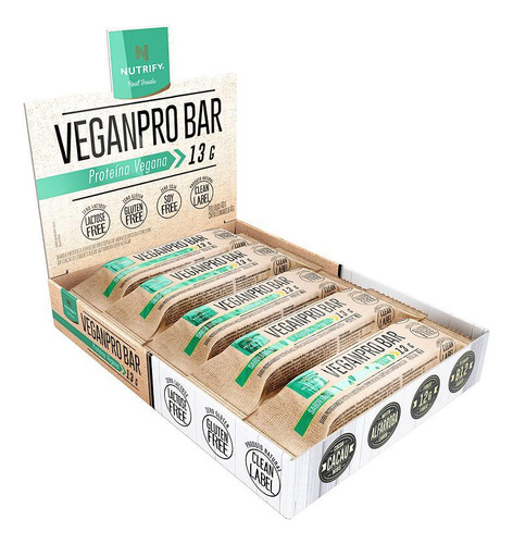 Veganpro Bar Amendoim Crocante Com 10 Unidades - Nutrify
