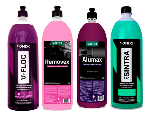 Kit Shampoo Removex + Alumax + Sintra Pro V-floc 1,5l Vonixx