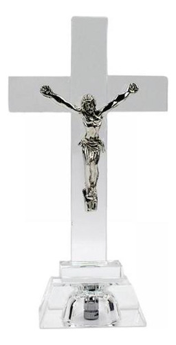 2x Crucifijo Jesucristo En De Cristal Miniatura Decoración