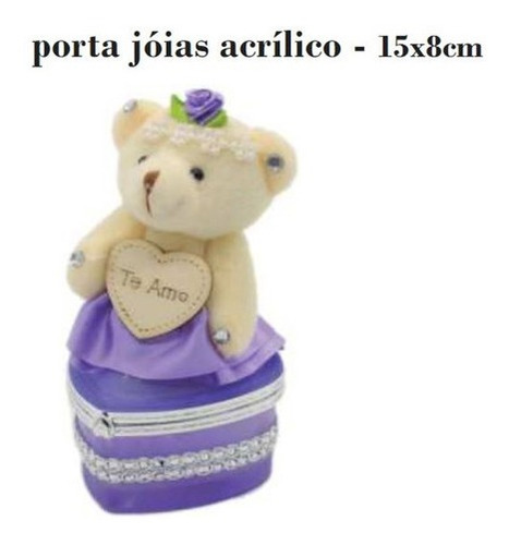 1 Porta Joias Ursinho Urso Coração Te Amo Romance Presente