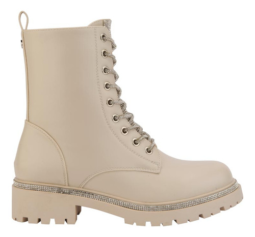 Bota Militar Tacon Bajo Belinda Peregrin Latte Mujer 9302