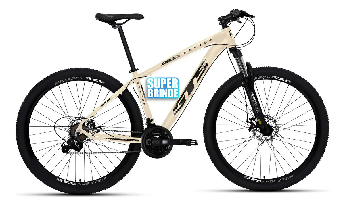 Bicicleta Aro 29 Gts Dexter 27v Shimano Fr Hidráulico Cor Bege Com Preto Tamanho Do Quadro 15