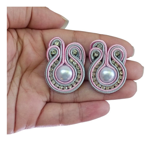 Aros Soutache Elaborado A Mano Diseño Perla