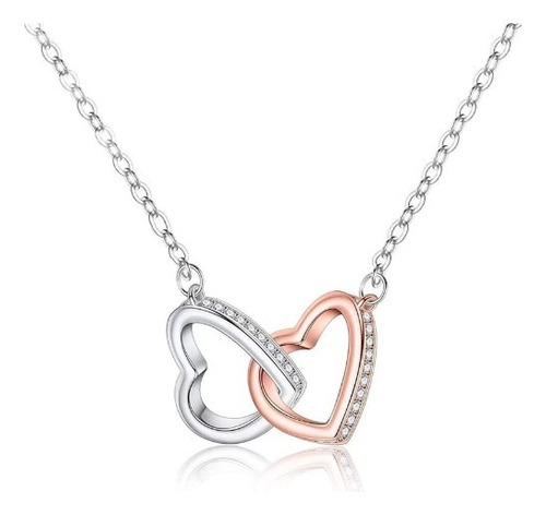 Collar De Corazón Entrelazado Con Circonitas Regalo Mujer