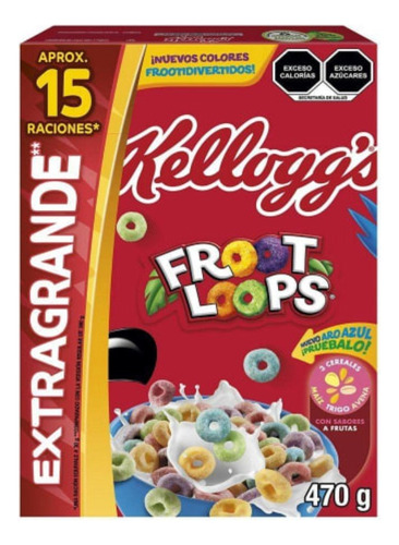 Cereal Kellogg's Froot Loops Aros Con Sabores A Frutas 470 G