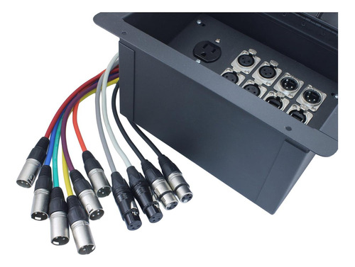 Caja De Piso Empotrada Fbl12 + Ac Con 6 Xlr Hembra, 2 Xlr 2
