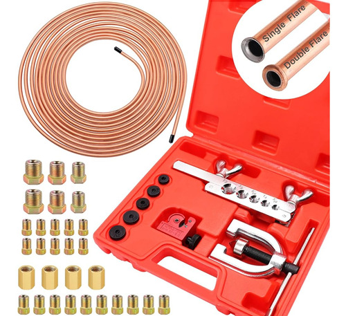 Tnisesm 3/16 Kit De Línea De Freno Recubierto De Cobre 25 Pi