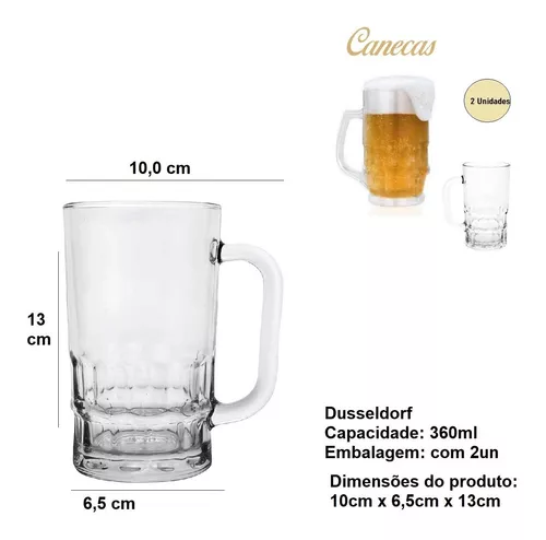 Porcelanas Lu - cod: 77492 - Caneca de Chopp 360 ml de Vidro Super  Resistente