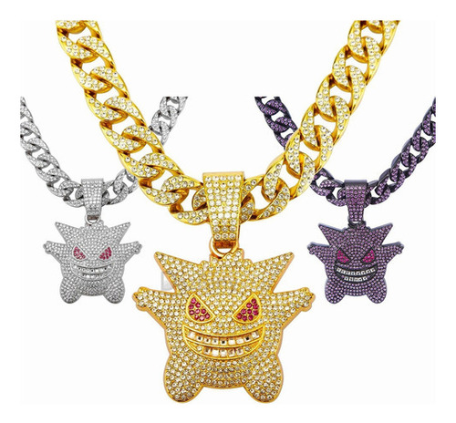 Cubana Cadena Eslabones Gengar Hip Hop Collares De Diamantes