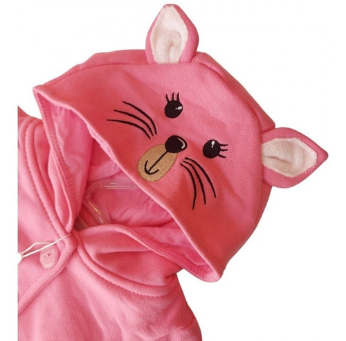 Imagem 2 de 3 de Casaco Infantil Rosa Com Capuz Bichinho Mon Sucré Nuts 20000