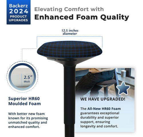 Taburete De Escritorio Ajustable 40 A 61 Cm Negro Ergonómico