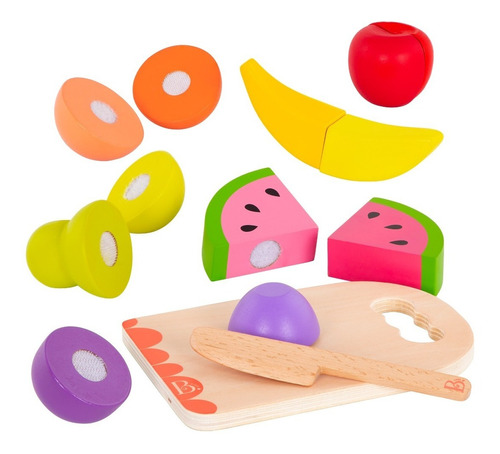 Juego Comida Frutas Madera Con Velcro Abrojo Chopplay Battat