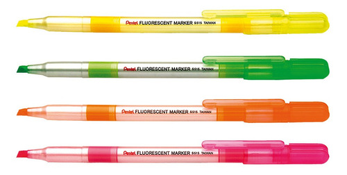 Kit Caneta Marca Texto Pentel Fluorescente 4 Cores