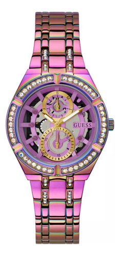 Reloj Para Mujer Marca Guess Color Oro Rosa Crown Jewel Color de la correa Iridiscente Color del bisel Iridiscente Color del fondo Iridiscente