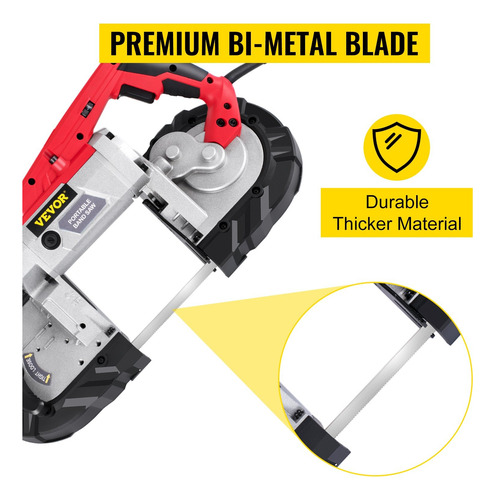 Sierra Banda Portátil Vevor Corte 5 Pul 110v 10a Profesional Rojo 60 Hz