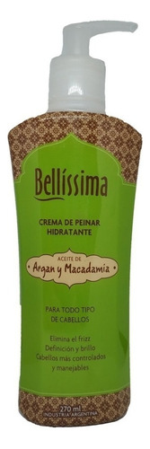 Crema De Peinar Argan Y Macadamia Pelo Seco Bellissima 270ml