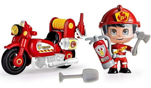 Pinypon Action Moto De Bombero Con Figura Y Accesorios