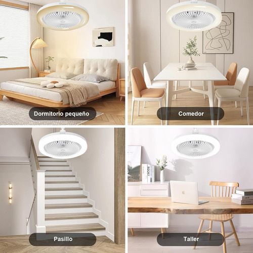 Kuiiyer 2 En 1 Ventilador De Techo Cerrado Blanco Con Luz, Con Mando A Distancia, 3 Niveles De Luz Ajustables, Incluye 6 Pastillas De Aromaterapia, Apto Para Salón, Dormitorio