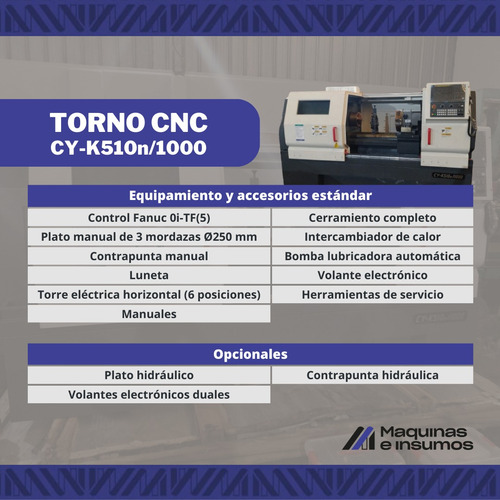 Torno Cnc Paralelo 1 M Yunnan Cy-k510n/1000 Control Fanuc