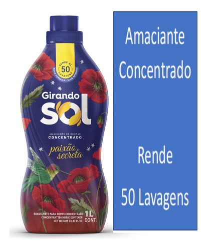 Kit Com 4 Amaciante Roupa Concentrado Paixão Secreta 1 Lt