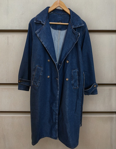 Saco -trench Tapado Largo Jean Azul L - X L