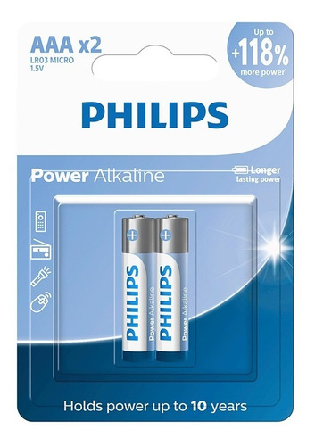 Pilha Alcalina Aaa Philips Com 2 Unidades