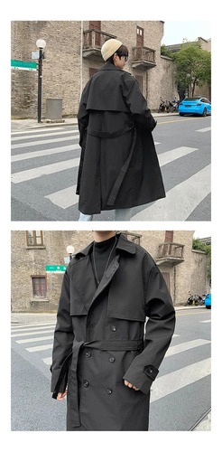 Gabardina Holgada Con Doble Botonadura Para Hombre