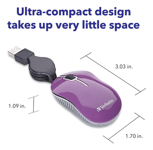 Ratón Óptico Mini Usb-a Con Cable Para Computadora Verbatim